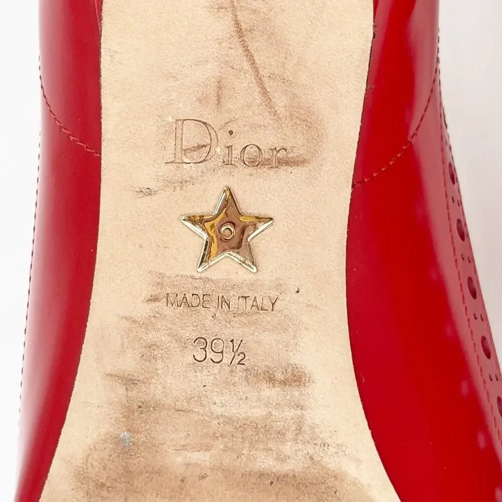 Dior Spectadior Red Black Brushed Calfskin Spectator Kitten Heel Pumps EU 39.5